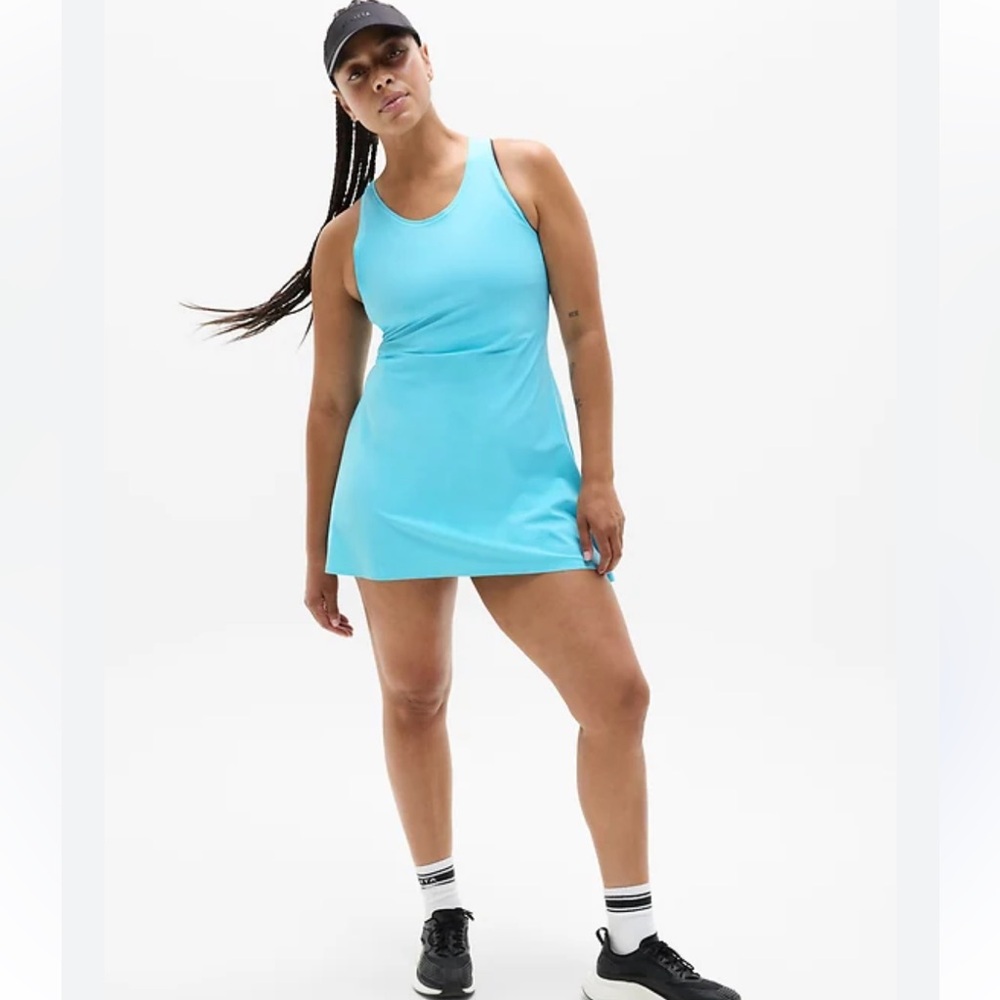 Athleta NWT Aqua Match Point Athletic dress tennis dress Sky Blue women’s sz Med - Picture 3 of 10